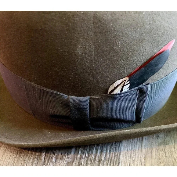 Knox Custom Chase Fifth Ave New York Green Fedora Feather Hat Men’s Size 7 1/8 - Picture 5 of 10
